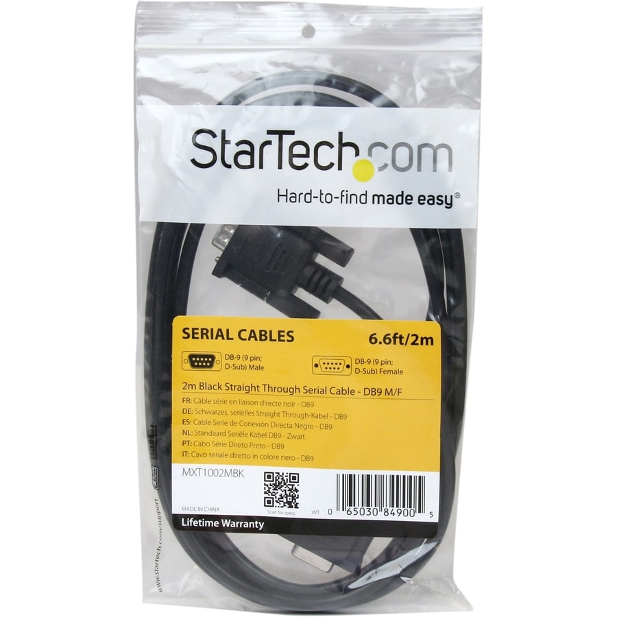 2m Straight Through Serial Cable M/F BK