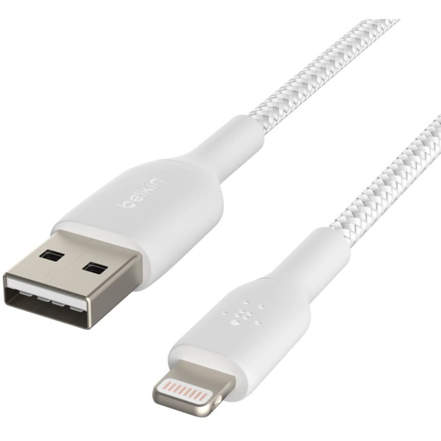 LIGHTNING TO USB-A BRAIDED CABLE 2M WHT