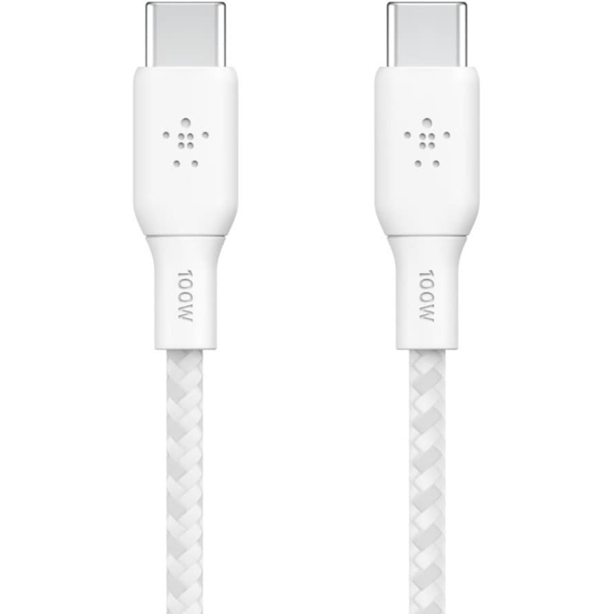 100w USB-C to USB-C Braided Cable 3M Whi