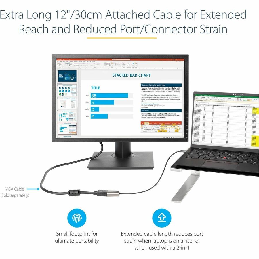 USB C to VGA Adapter 1080p - 12in Cable