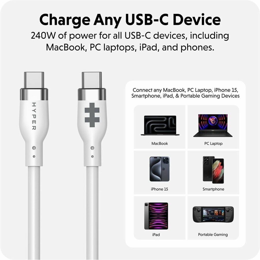1M Silicone 240W USB-C Charging Cable Wh