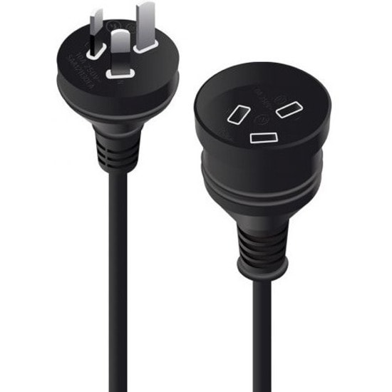 2M AUS 3PIN MAINS PWR EXT CABLE BLK MTOF