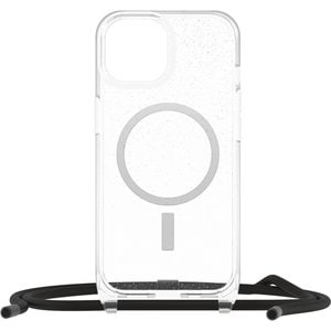 OtterBox React Necklace MagSafe Apple iPhone 15 (6.1') Case Stardust (Clear Glitter) - (77-93595), DROP+ Military Standard, Detachable Nylon Rope
