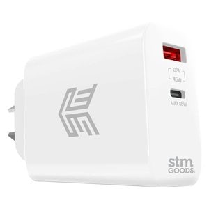 65W POWER ADAPTER (1 USB-C/1 USB-A) WHT