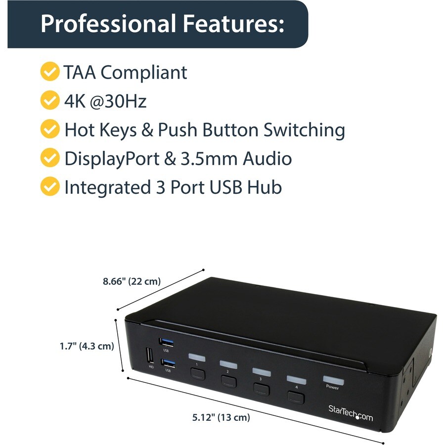 4-Port DisplayPort KVM - USB 3.0 - 4K