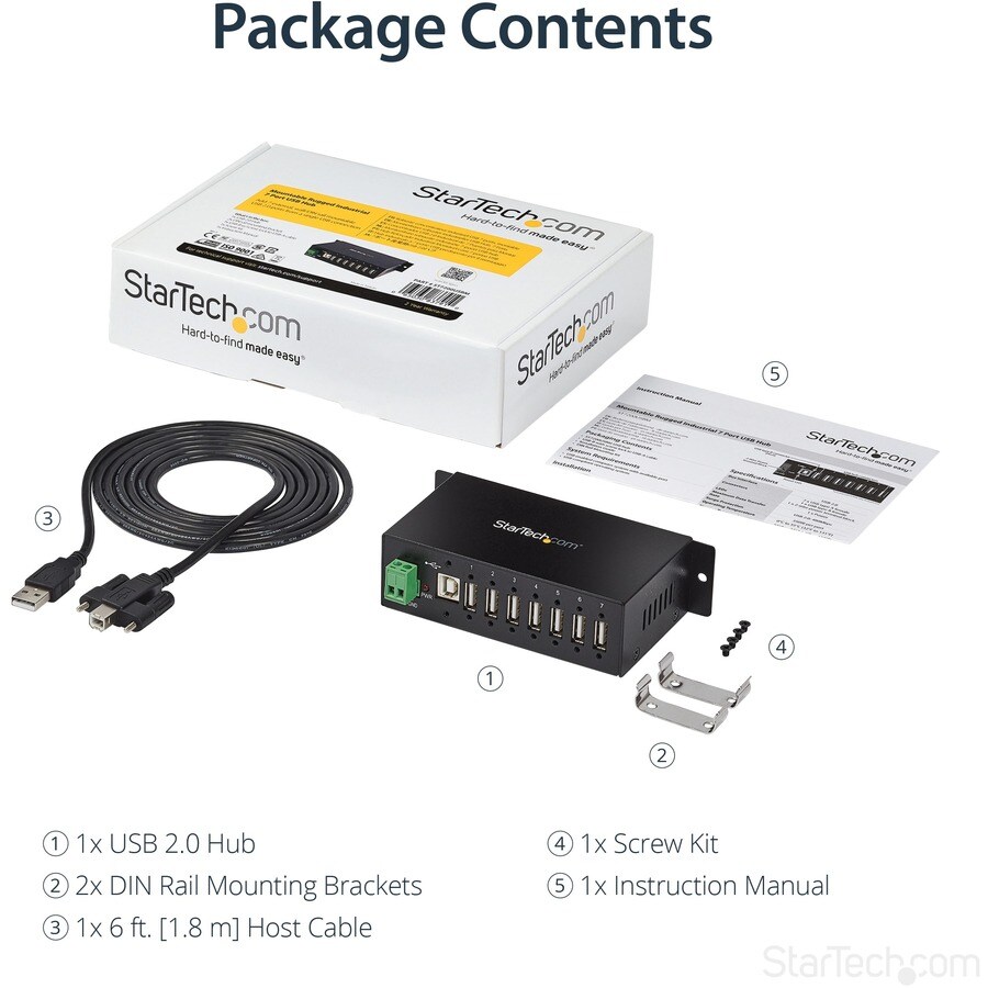 Mountable Industrial 7 Port USB Hub