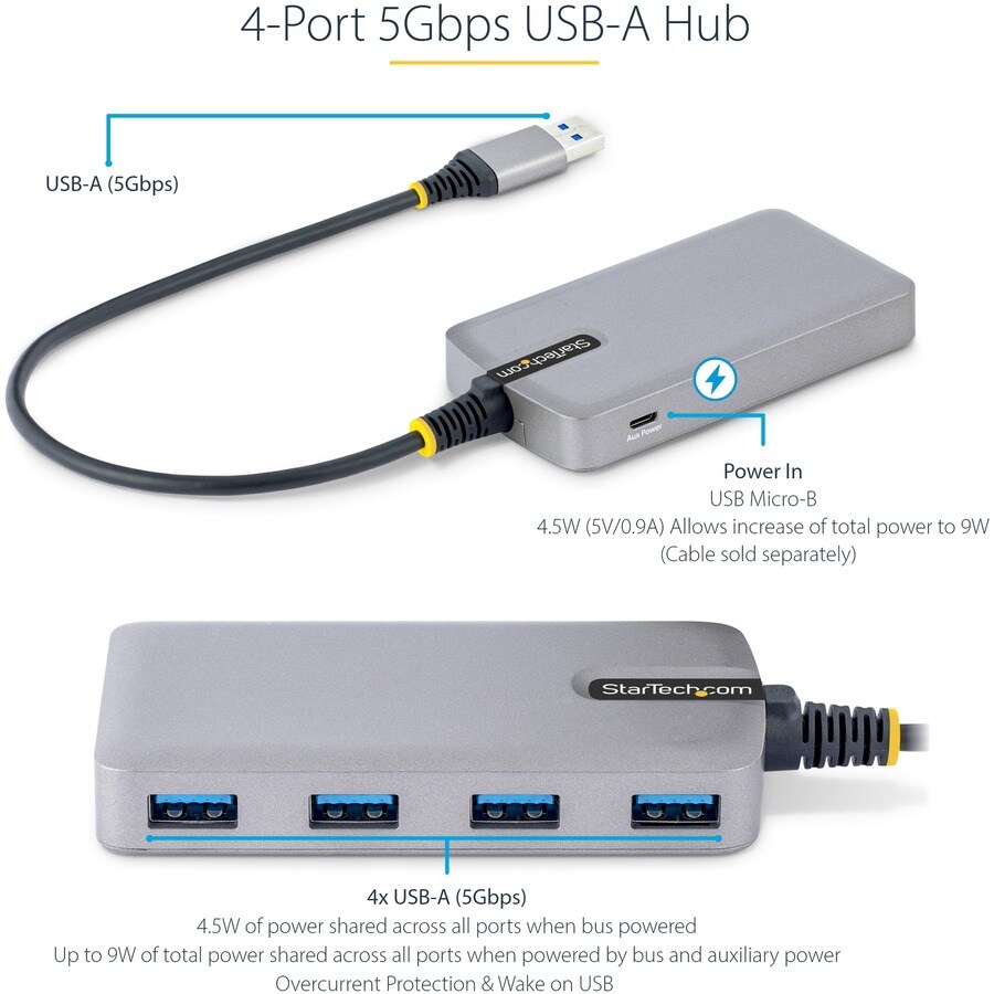 4-Port USB Hub 5Gbps Bus Powered