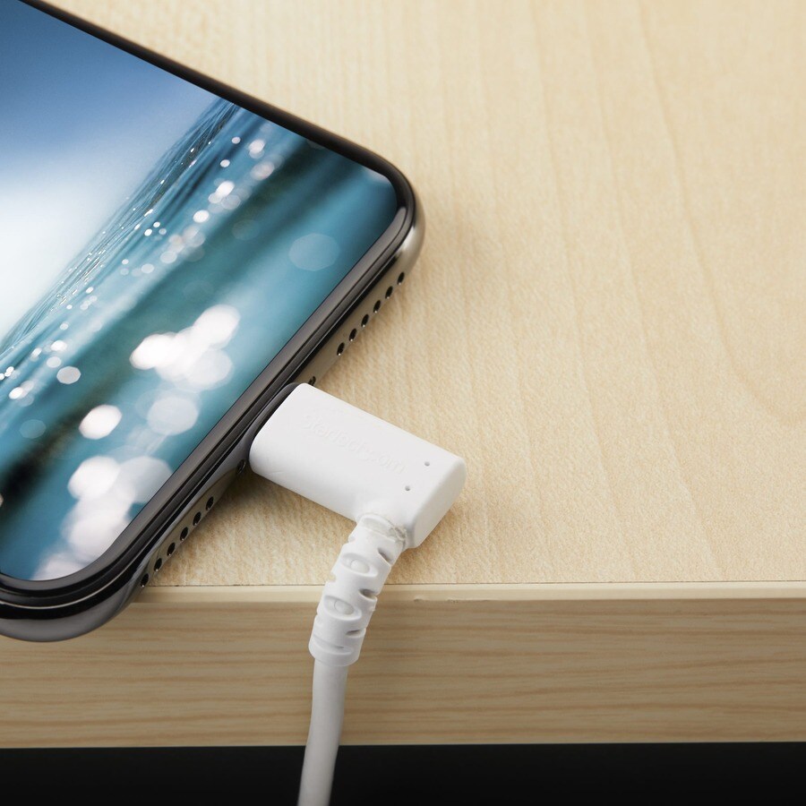 Cable - White Angled Lightning to USB 1m
