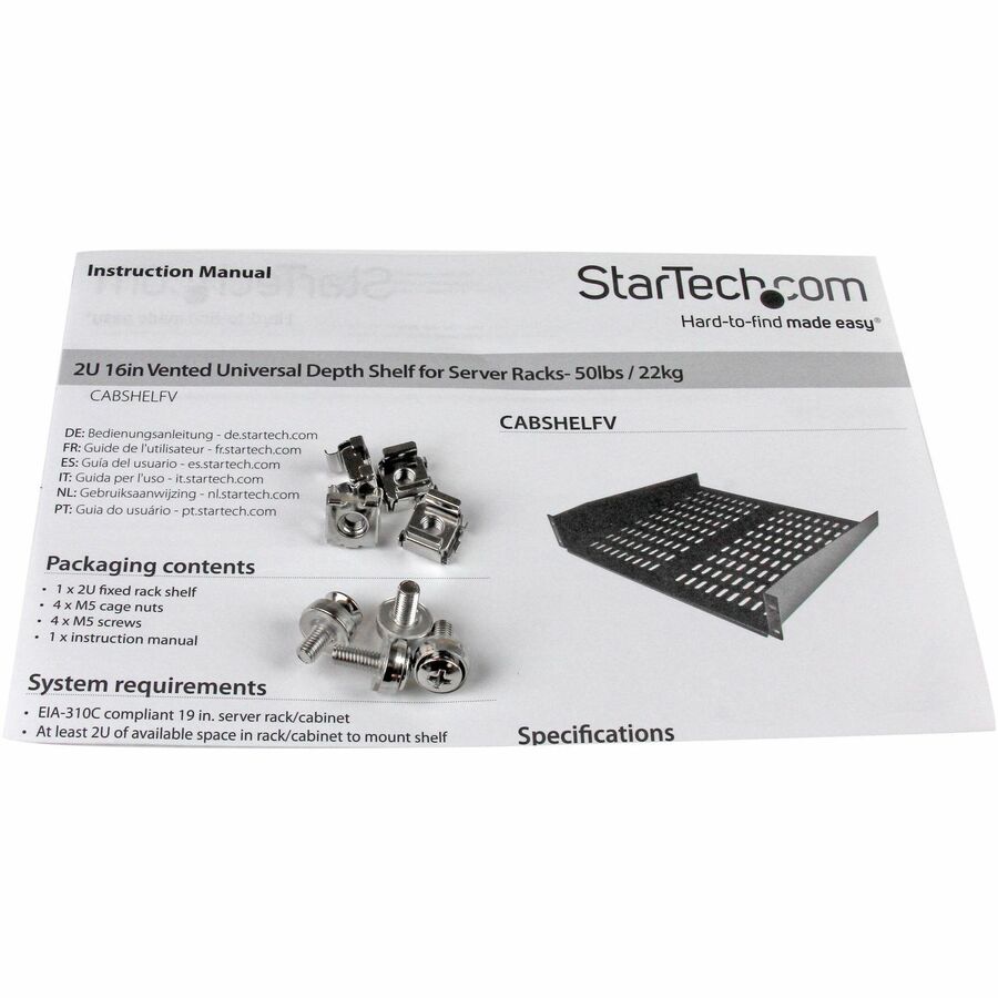 2U 16in Universal Rack Mount Shelf