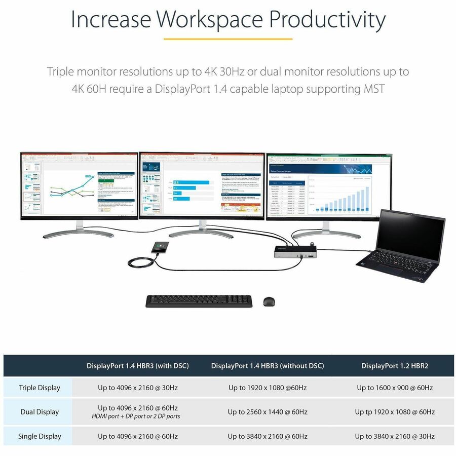 USB C DOCK TRIPLE 4K - 100W PD 6X USB