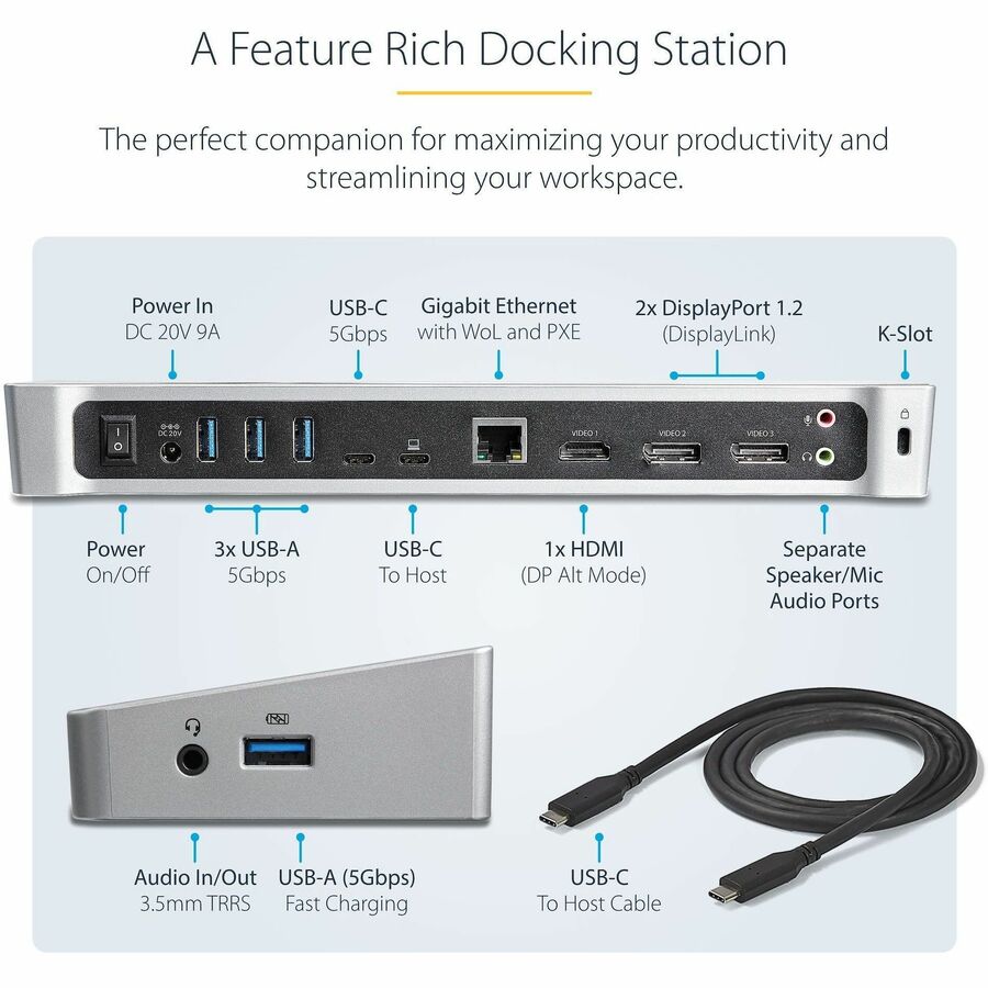 USB-C DOCK - TRIPLE 4K MONITOR - 100W PD