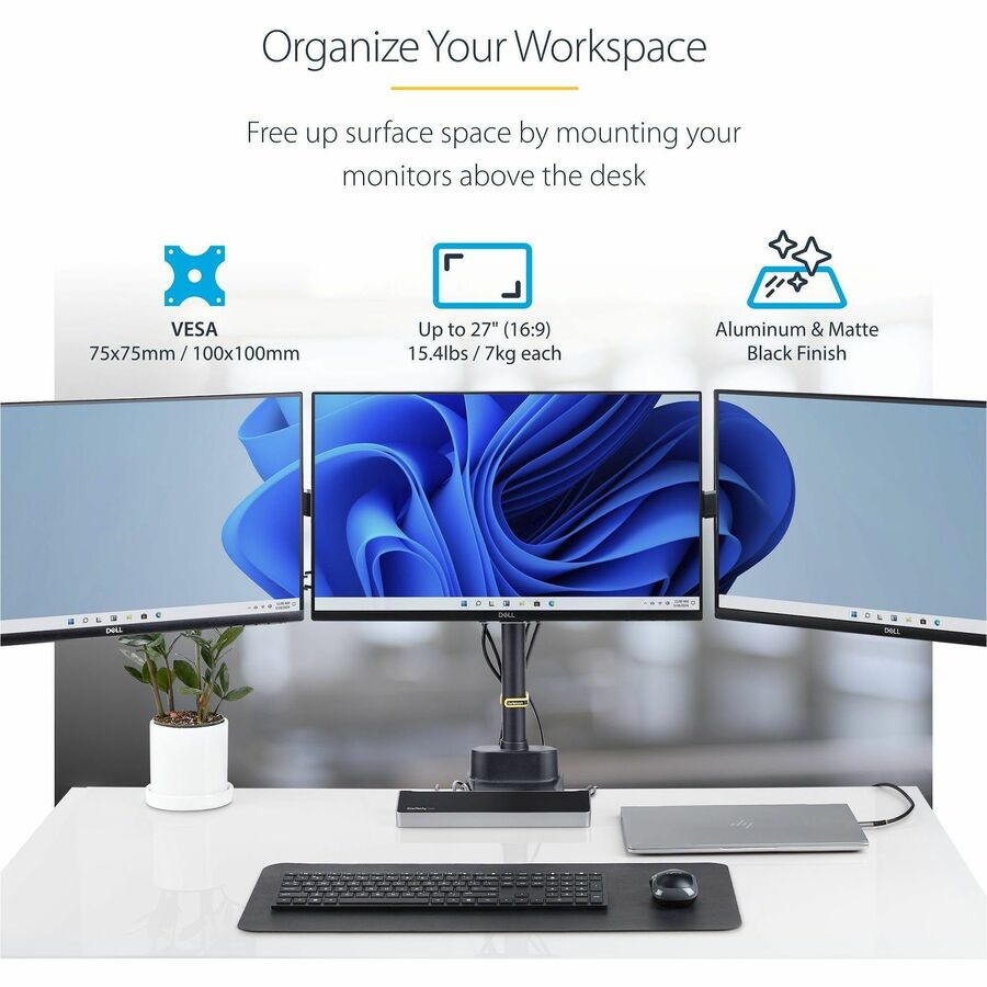 Triple Monitor Desk Mount 27in Screens