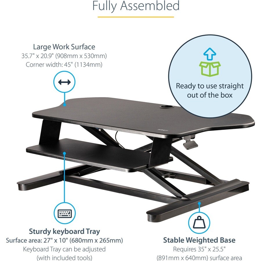 Corner Sit Stand Desk Converter 35x21in
