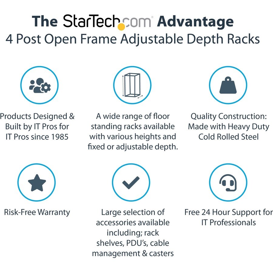 12U Adjustable Depth 4 Post Server Rack