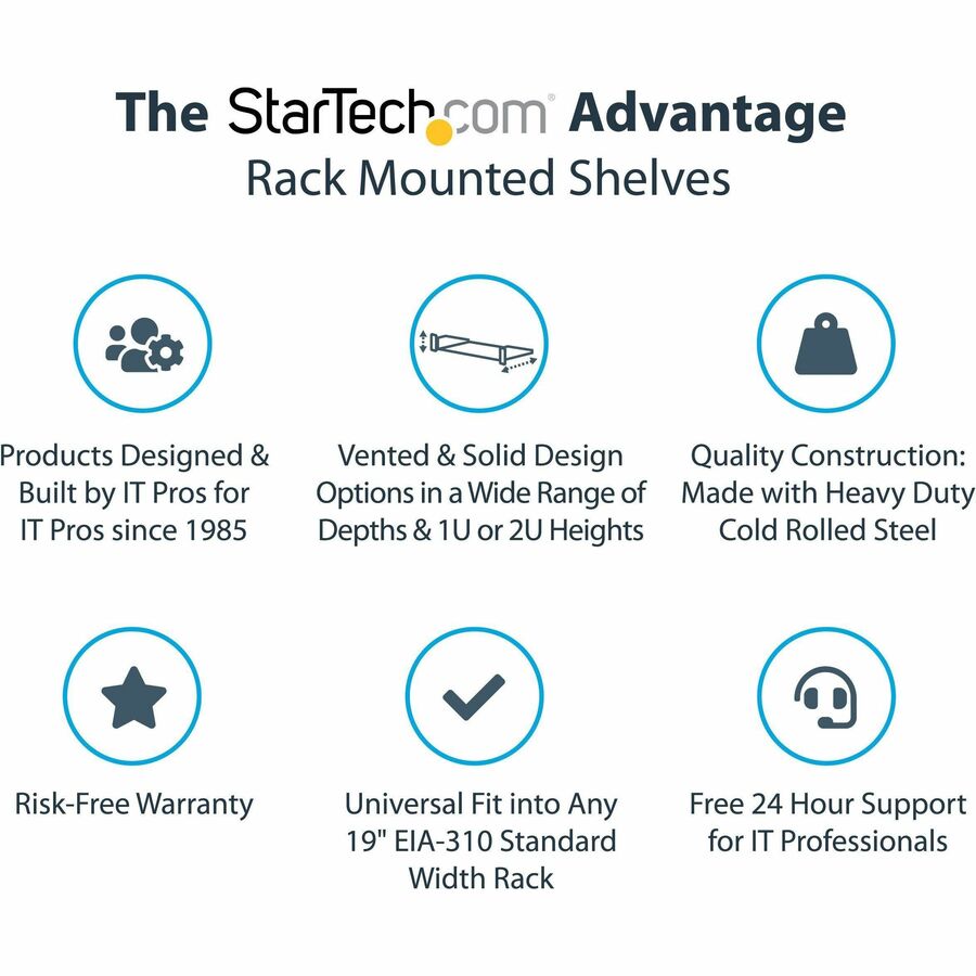 2U 22 Vented Fixed Rack Mount Shelf