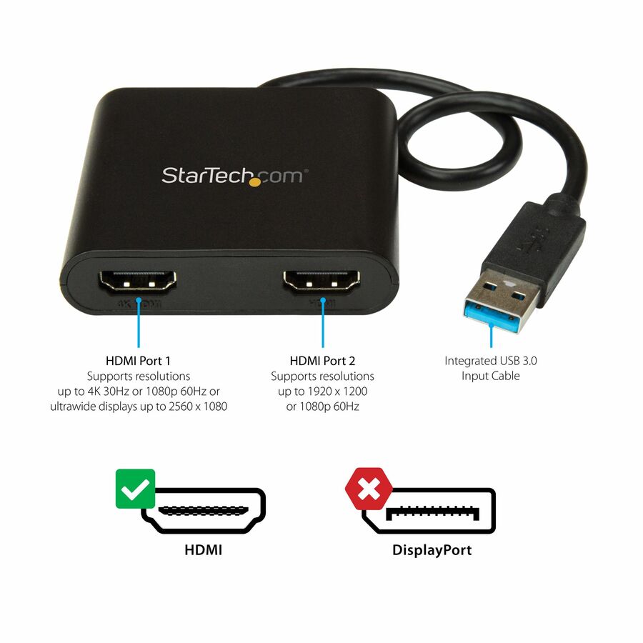 USB to Dual HDMI Adapter - 4K