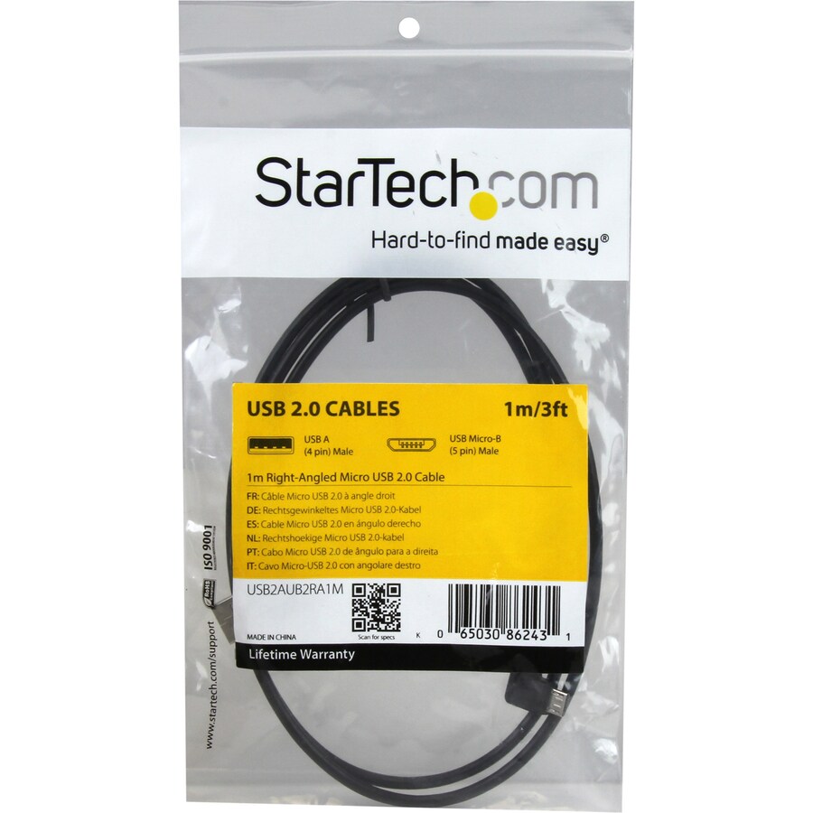 1m 3 ft Right Angle Micro-USB Cable