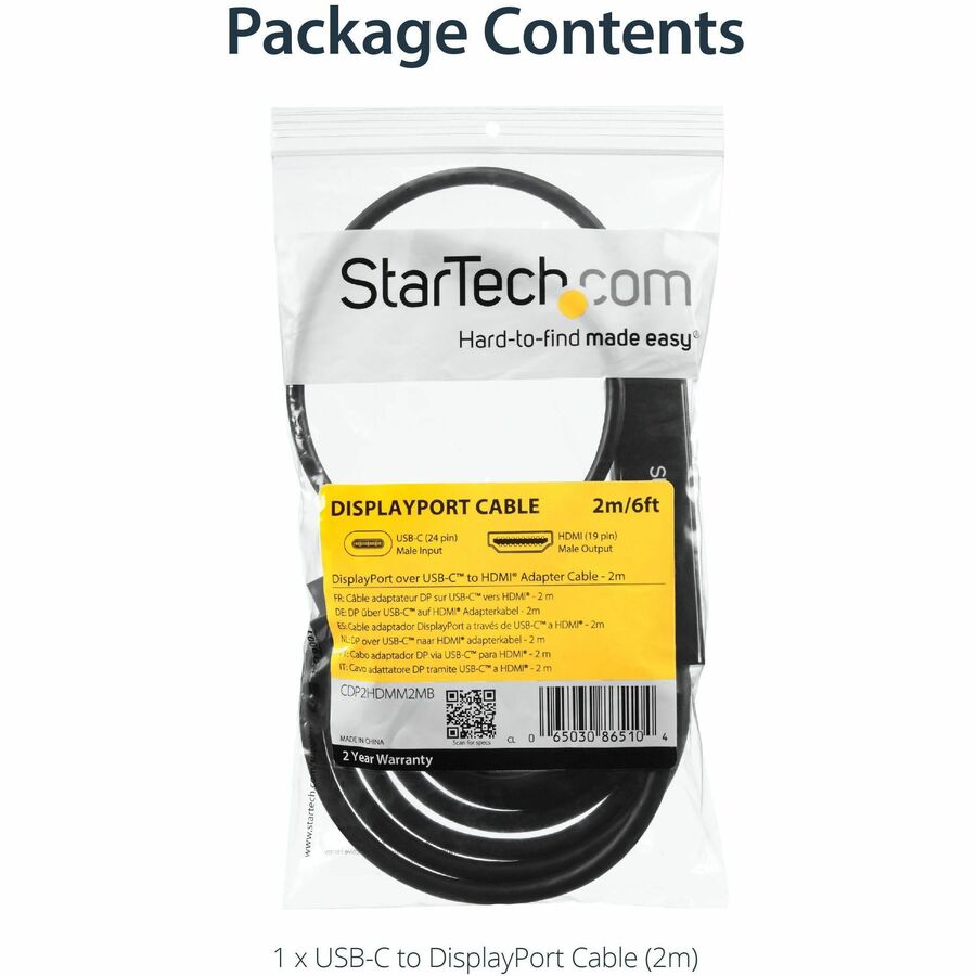 2m USB-C to HDMI Adapter Cable - 4K 30Hz