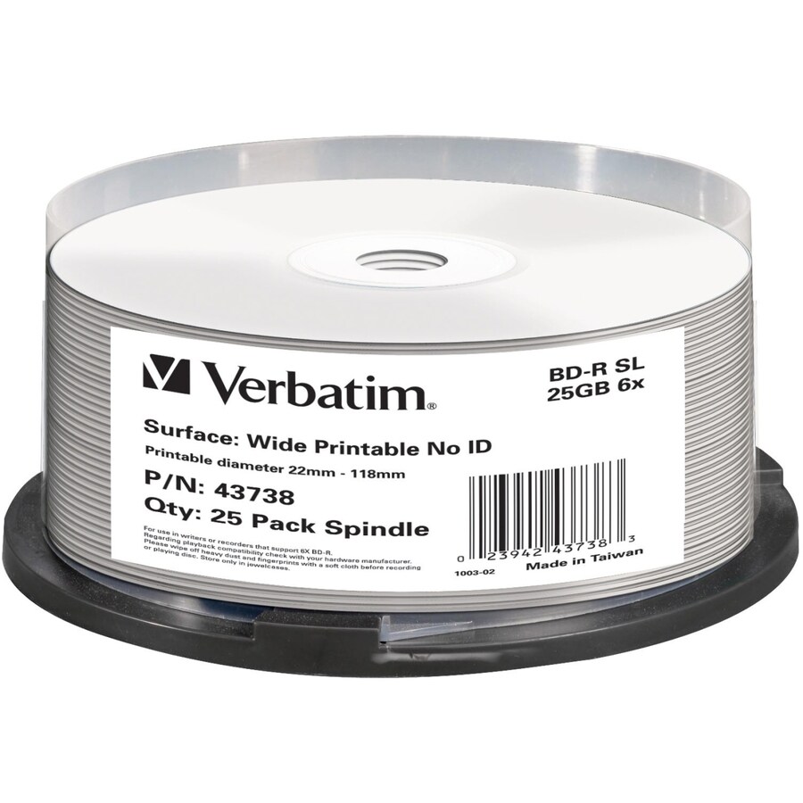 Blu-Ray 25GB 25Pk Spindle White Wide Ink