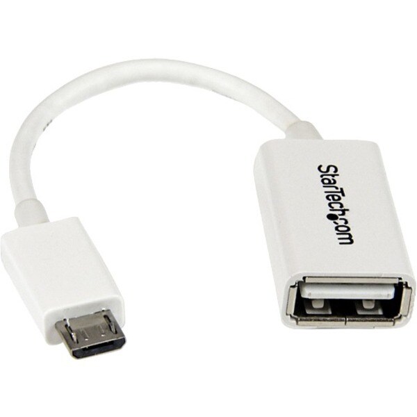 5in White Micro USB to USB OTG Adapter