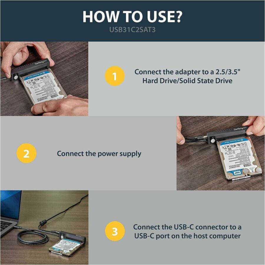 USB C SATA Adapter for 2.5/3.5in SSD/HDD