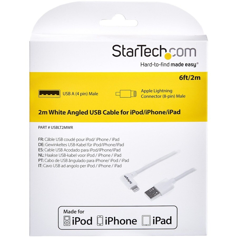 6ft White Angled Lightning to USB Cable